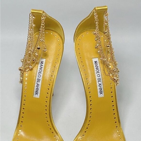 Manolo Blahnik Campanillasan 105MM Satin Sandals size 39.5 - Picture 9 of 12